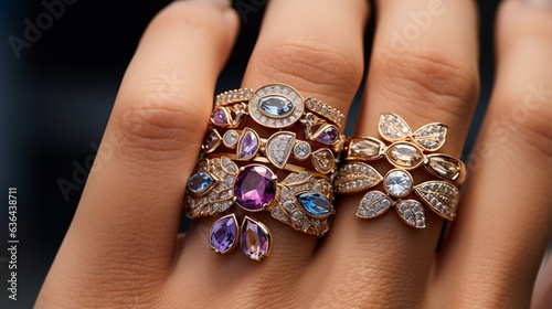 Close-up shot of a manicured hand wearing stunning statement rings that elevate any look.