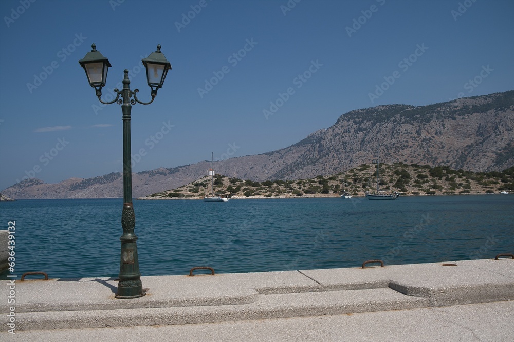 Picturesque view of the Monastery of Panormitis on the Symi Island in Greece Picturesque view of the Monastery of Panormitis on the Symi Island in Greece