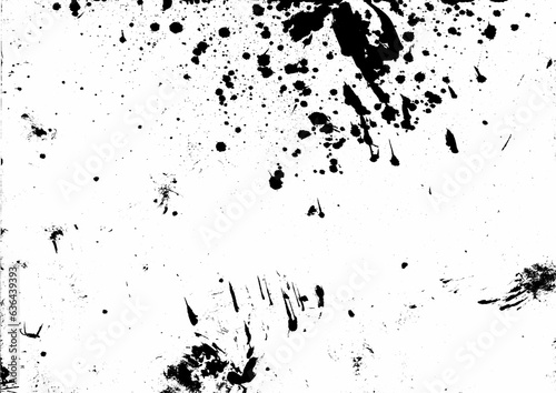 Abstract Black and white background with splash dot pattern hand drawn illustration