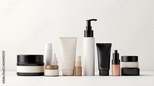 Obraz Set of cosmetic products mock-up on white background. Different containers for cosmetic advertising. 