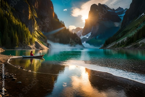 lake and mountains