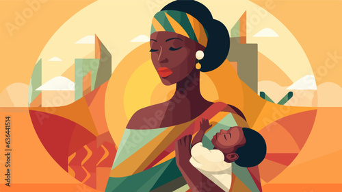 Illustrated grace of a mother from Africa.