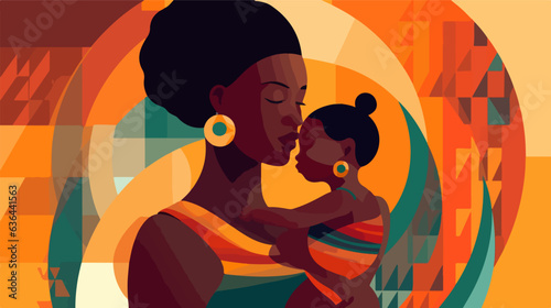 Graceful African mother captured in art.