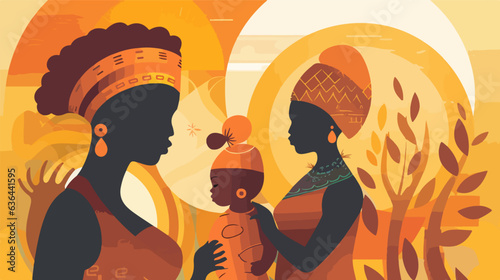 Illustrated warmth of a family from Africa.