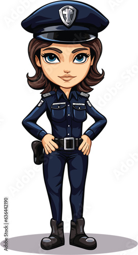 Digital illustration of a cartoon female police officer character