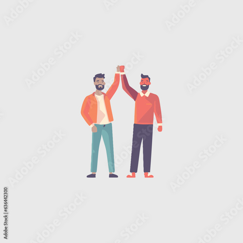 two men with arms up fighting for diversity