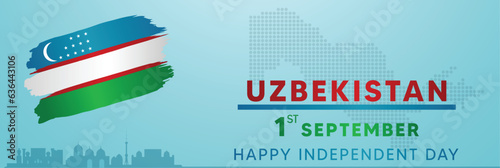 Uzbekistan independence day background for national celebration with dotted map 
