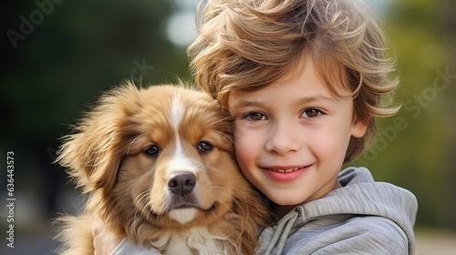 dog and child cuddling and ...