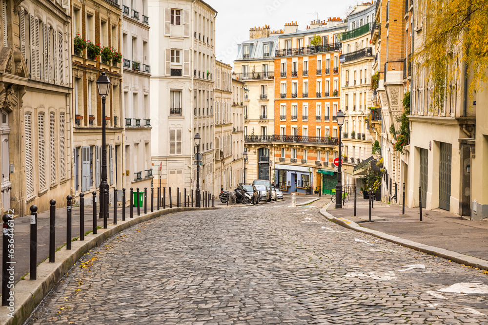 Historic street in Paris on Montmartre