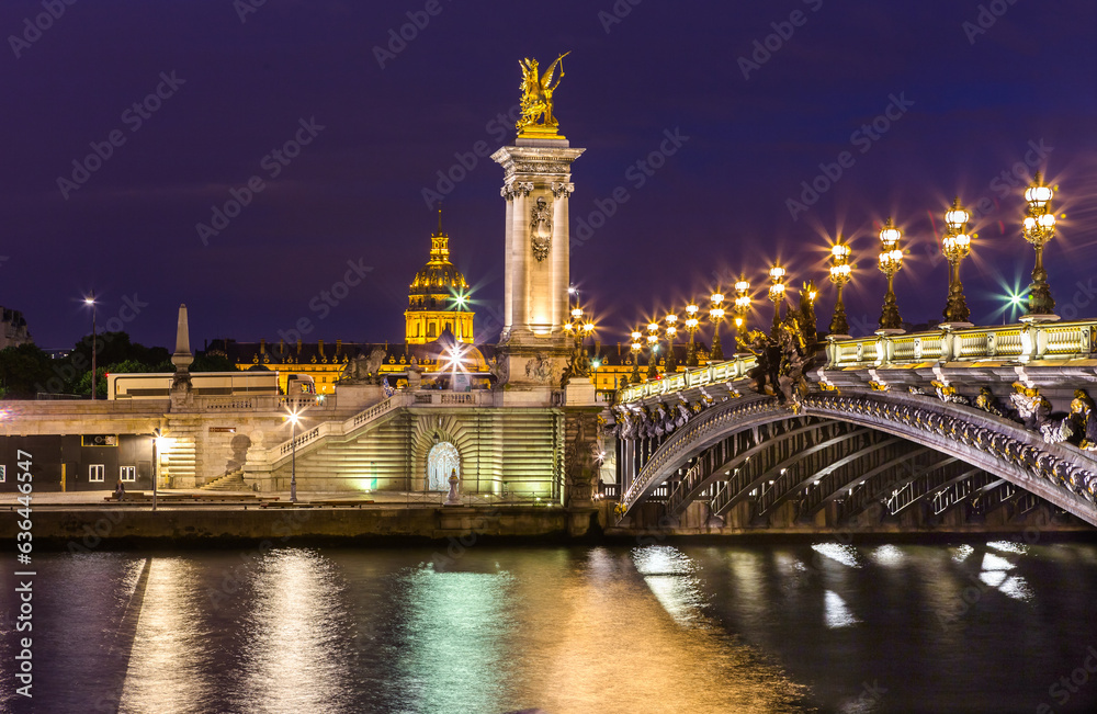 Alexandre III bridge in Paris at night