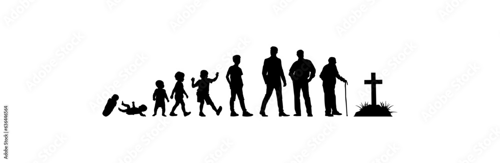 vector illustration. Silhouette of a growth man. Growing up. life scale.