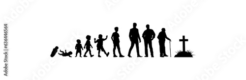 vector illustration. Silhouette of a growth man. Growing up. life scale.