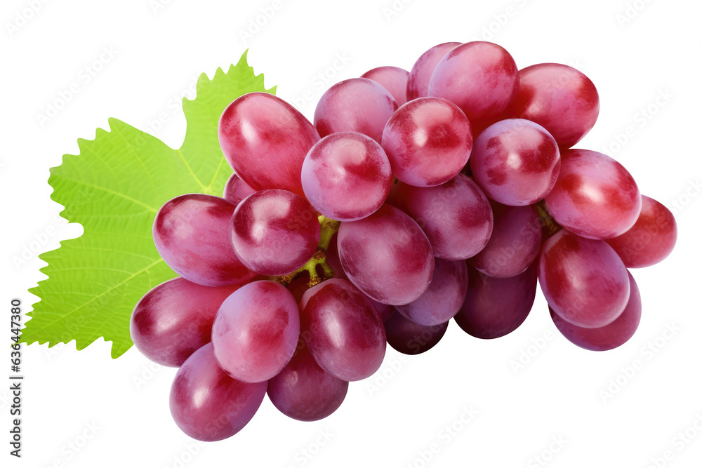 red grapes bunch isolated on white background. Generative AI red grapes bunch isolated on white background. Generative AI