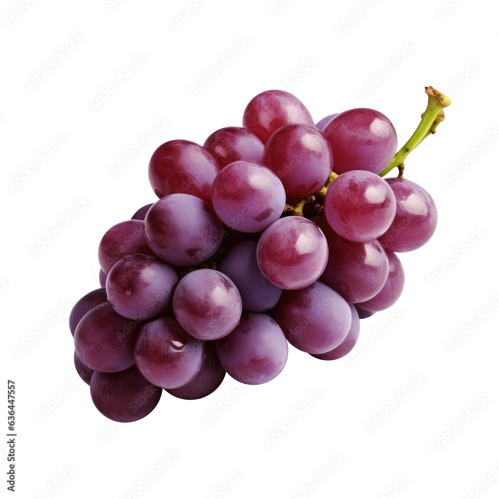 red grapes bunch isolated on white background. Generative AI red grapes bunch isolated on white background. Generative AI