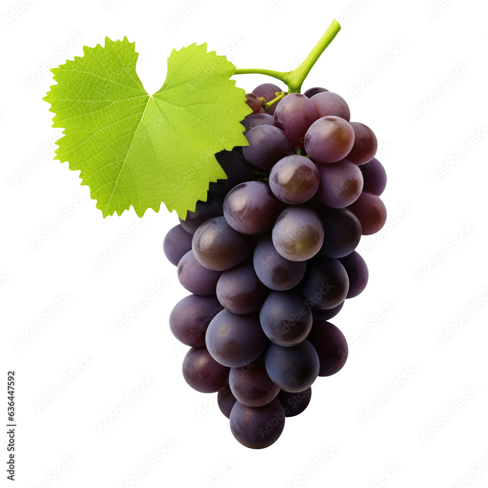 Obraz premium blue grapes bunch isolated on white background. Generative AI