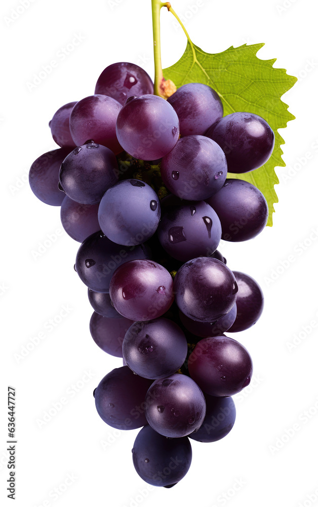 blue grapes bunch isolated on white background. Generative AI blue grapes bunch isolated on white background. Generative AI