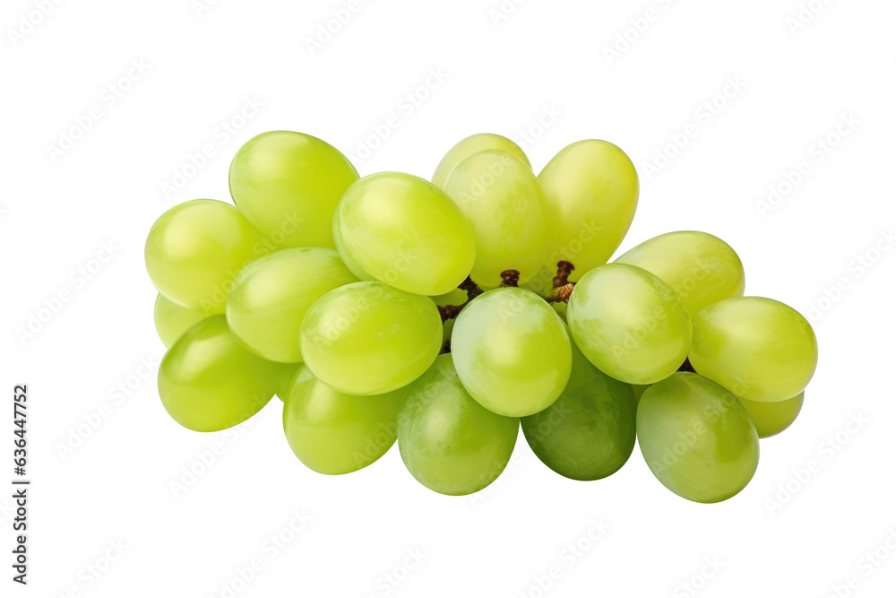 green grapes bunch isolated on white background. Generative AI