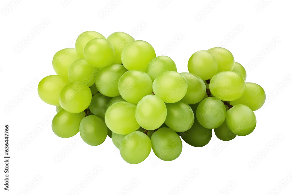 green grapes bunch isolated on white background. Generative AI