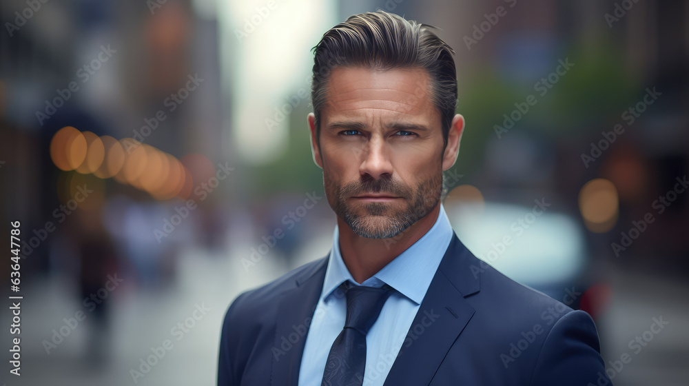 40 years old business man Entrepreneur businessman standing on the sidewalk 40 years old business man Entrepreneur businessman standing on the sidewalk