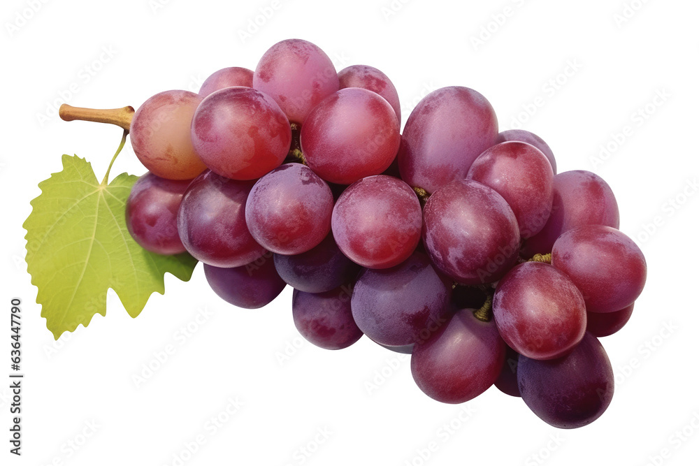 Fototapeta premium red grapes bunch isolated on white background. Generative AI