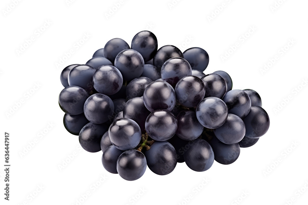 blue grapes bunch isolated on white background. Generative AI