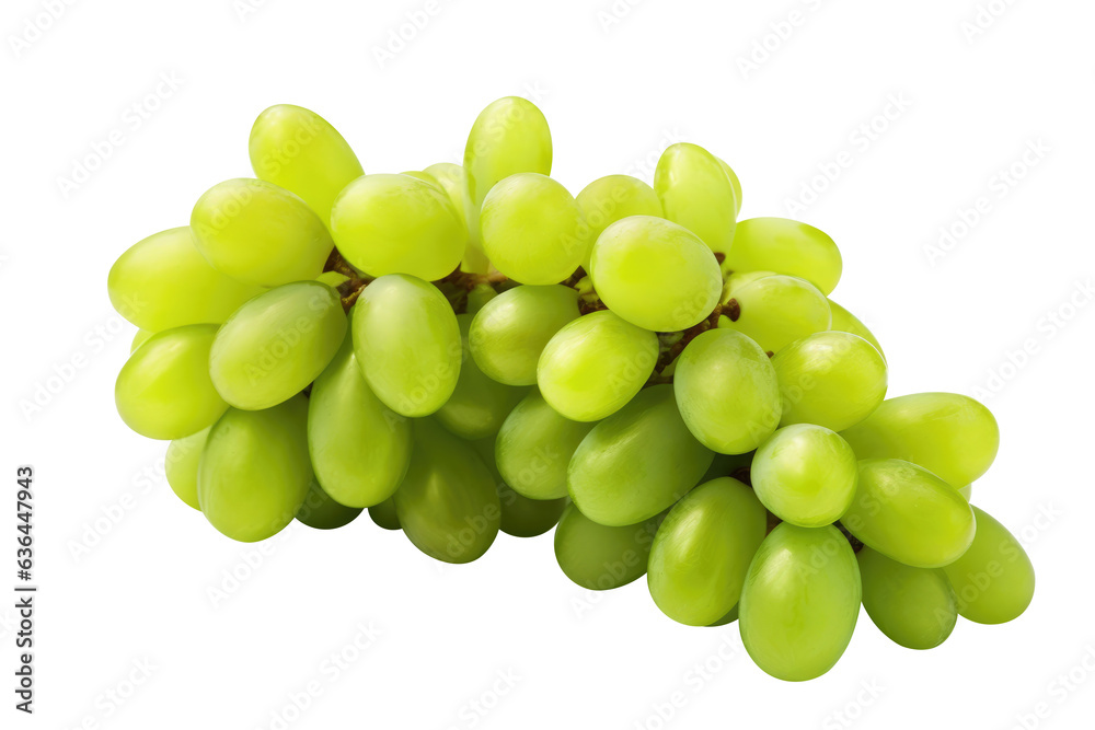 green grapes bunch isolated on white background. Generative AI green grapes bunch isolated on white background. Generative AI