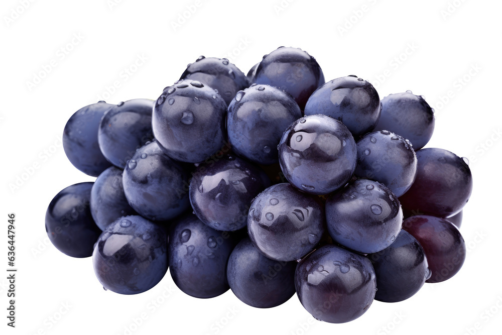 blue grapes bunch isolated on white background. Generative AI blue grapes bunch isolated on white background. Generative AI