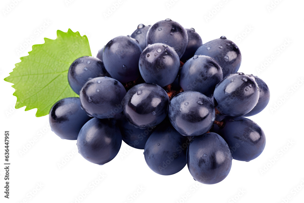 blue grapes bunch isolated on white background. Generative AI blue grapes bunch isolated on white background. Generative AI