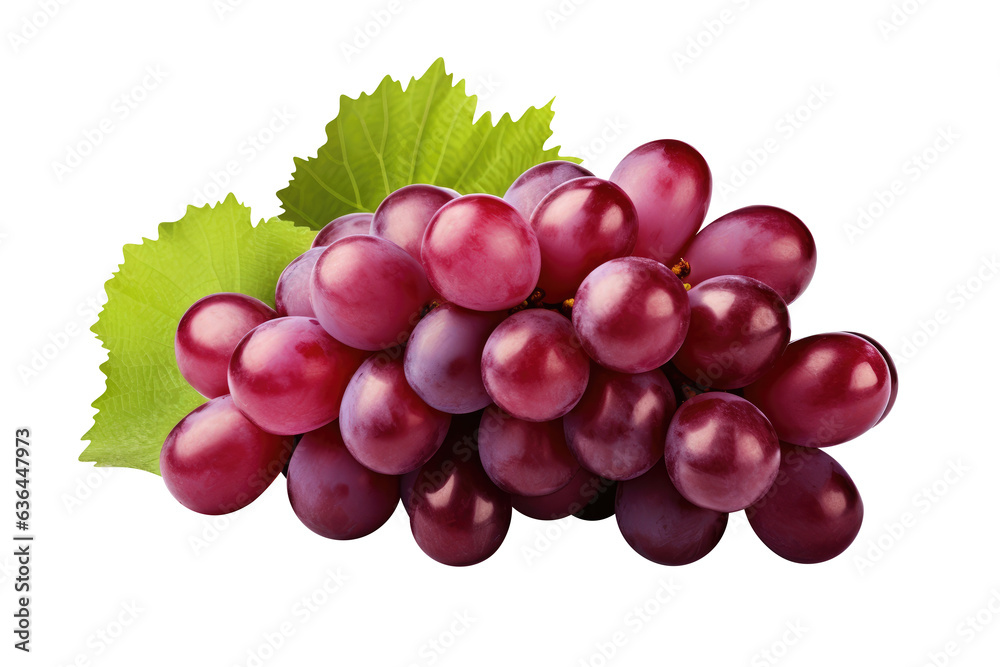 Fototapeta premium red grapes bunch isolated on white background. Generative AI