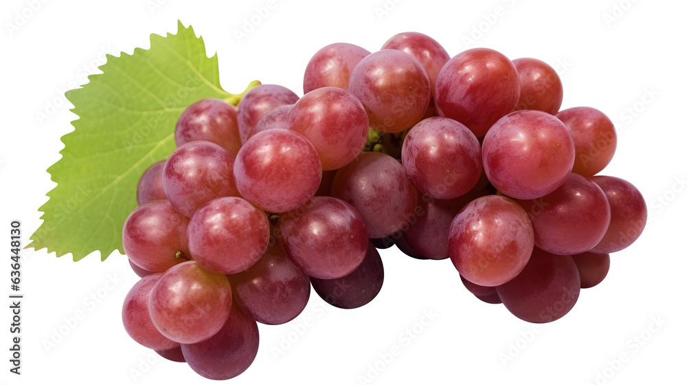 Fototapeta premium red grapes bunch isolated on white background. Generative AI