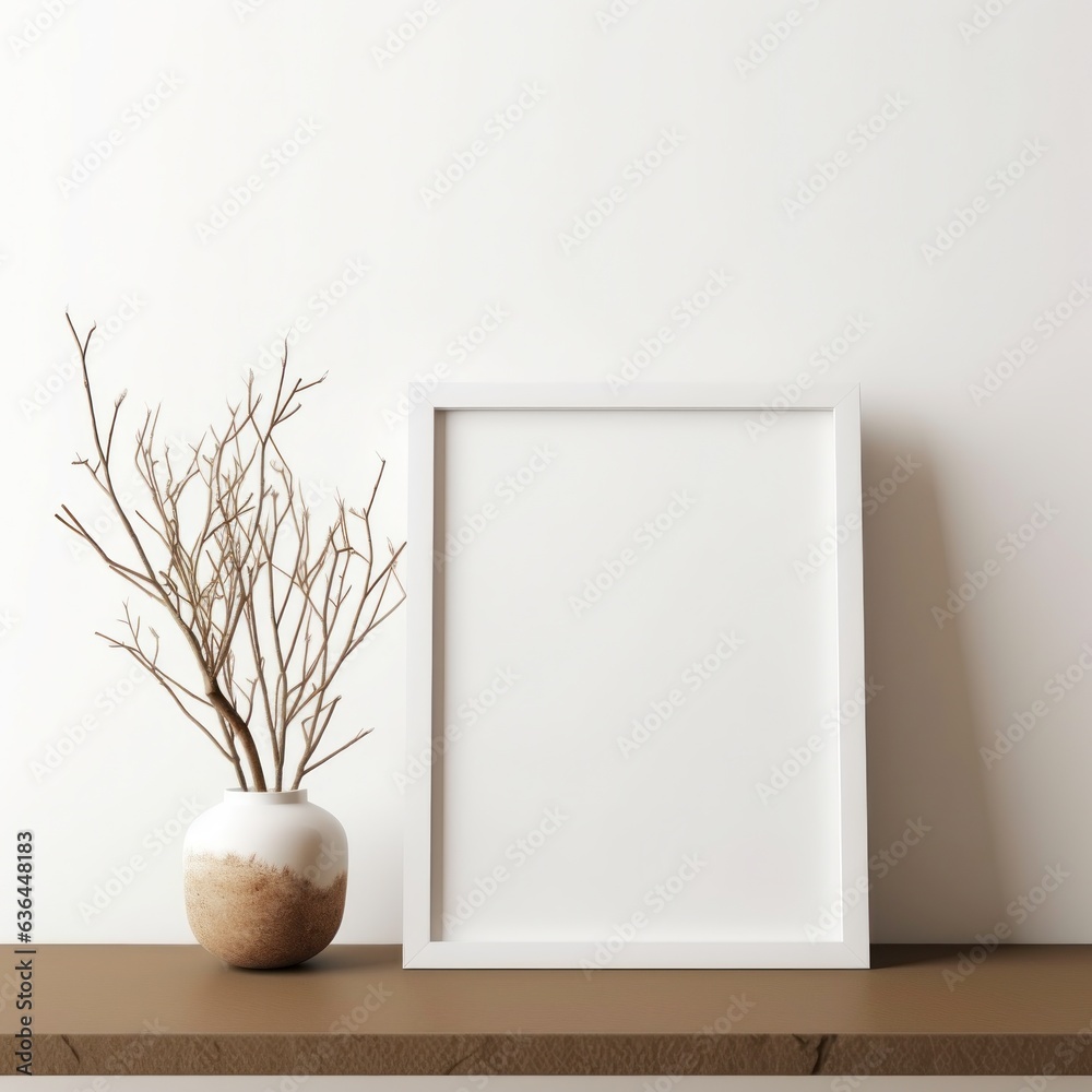empty room with a frame, Generative AI empty room with a frame, Generative AI