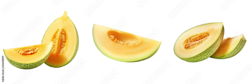 A slice of honeydew melon isolated on transparent background