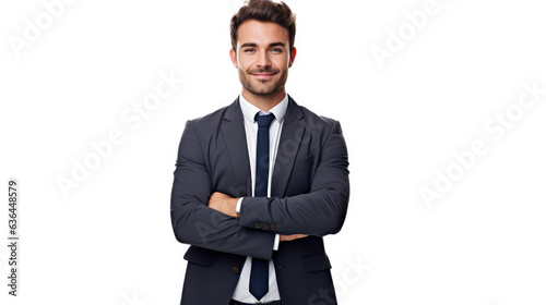 Fotografia, Obraz Happy and smiling businessman isolated - portrait of handsome man standing with