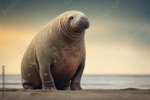 Elephant seal (Mirounga leonina) on the beach photo