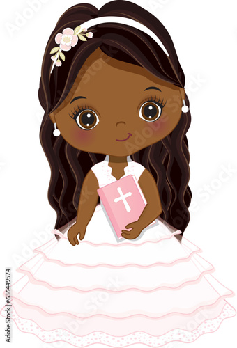 Vector First Holy Communion African American Girl