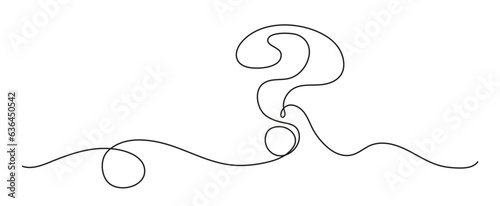 Question mark continuous line art. FAQ concept vectorOne continuous drawing of a question mark. Interrogation symbols for expressing problems or difficulty.