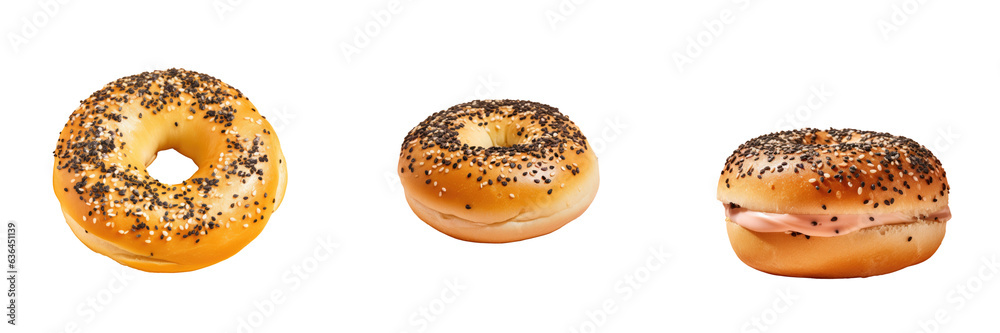 A tasty poppy seed bagel on a transparent background A tasty poppy seed bagel on a transparent background
