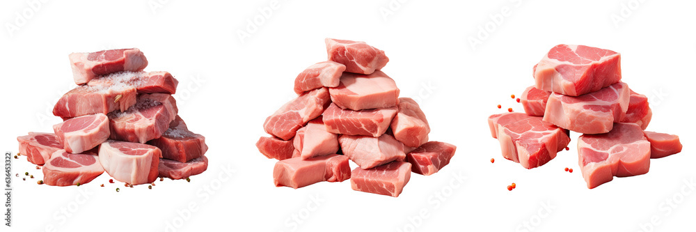 Pork pieces isolated on transparent background Pork pieces isolated on transparent background