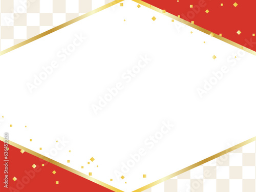 紙吹雪の舞うきれいな赤と白の和柄のフレーム素材