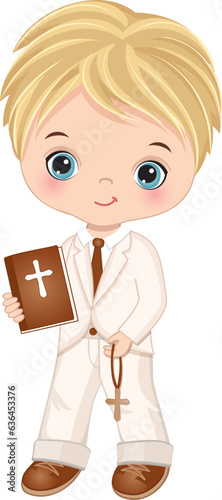 Vector First Holy Communion Cute Little Boy