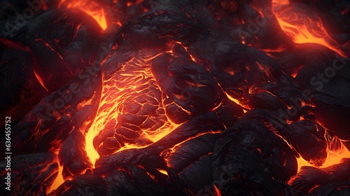 A close up shot of extremely hot volcanic lava