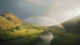 landscape with a rainbow. Generative AI