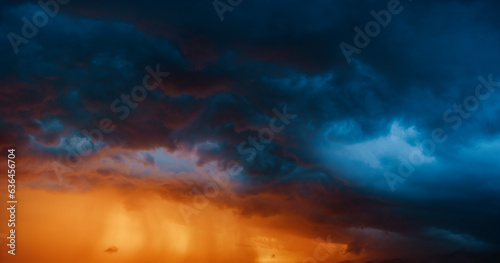 Colorful dramatic sky at sunset light