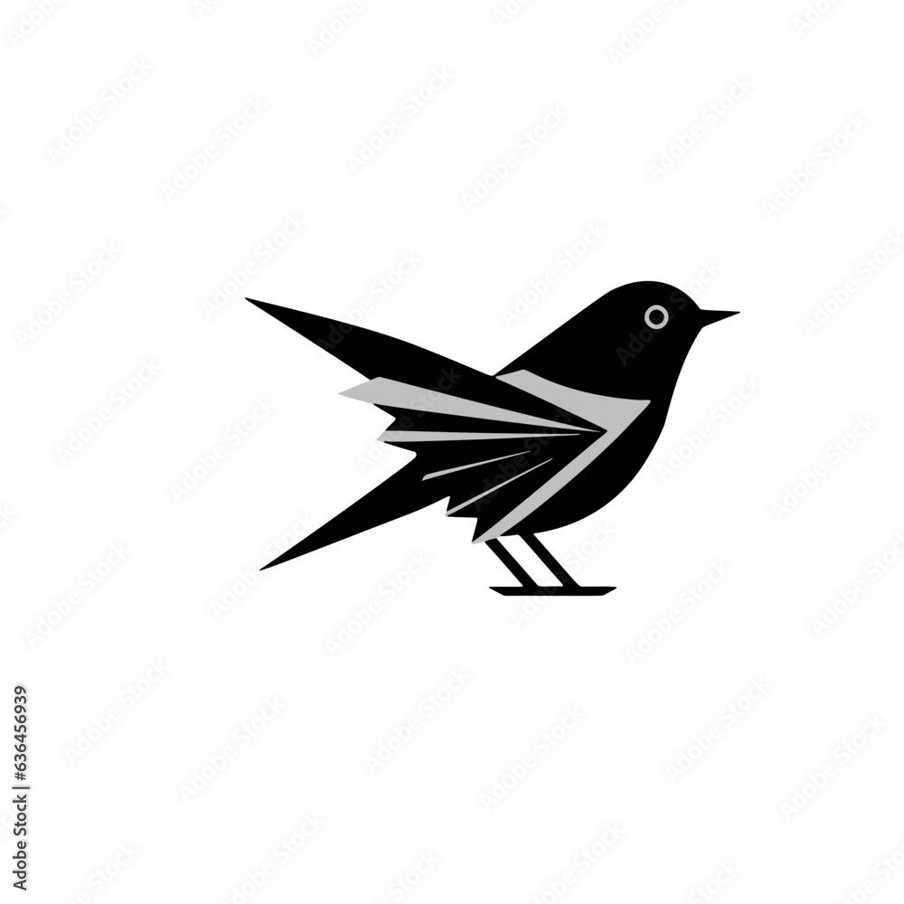 Obraz premium Vector Illustration of a bird with lines drawing for logo,icon, black and white