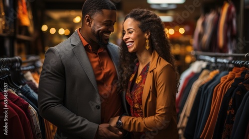 Happy couple shopping together in a boutique