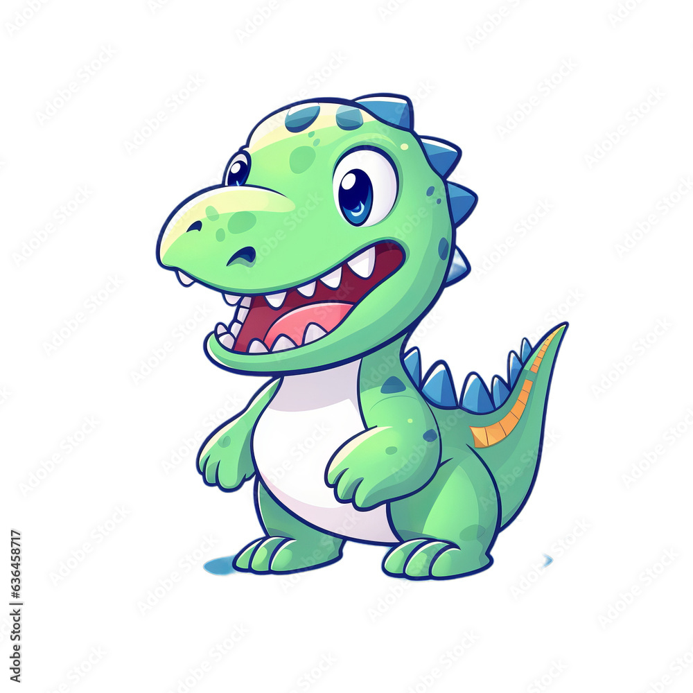Fototapeta premium a happy green dinosaur with a cheerful expression