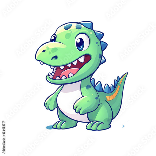 a happy green dinosaur with a cheerful expression