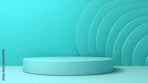 Minimalist Room with a beautiful Stage in Cyan Colors. Modern and Futuristic Background for Product Presentation.