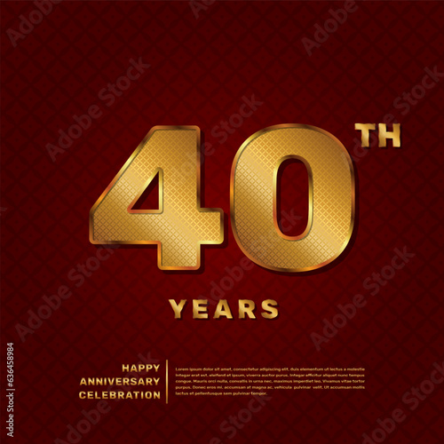 Vector template for a 40 year anniversary celebration with a golden pattern number concept. Vector template design