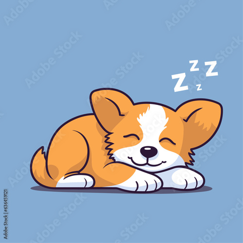 Illustration vector graphic cartoon of a cute dog sleeping logo mascot – ideal for logo, icon, design, poster, flyer, pet shop, veterinary